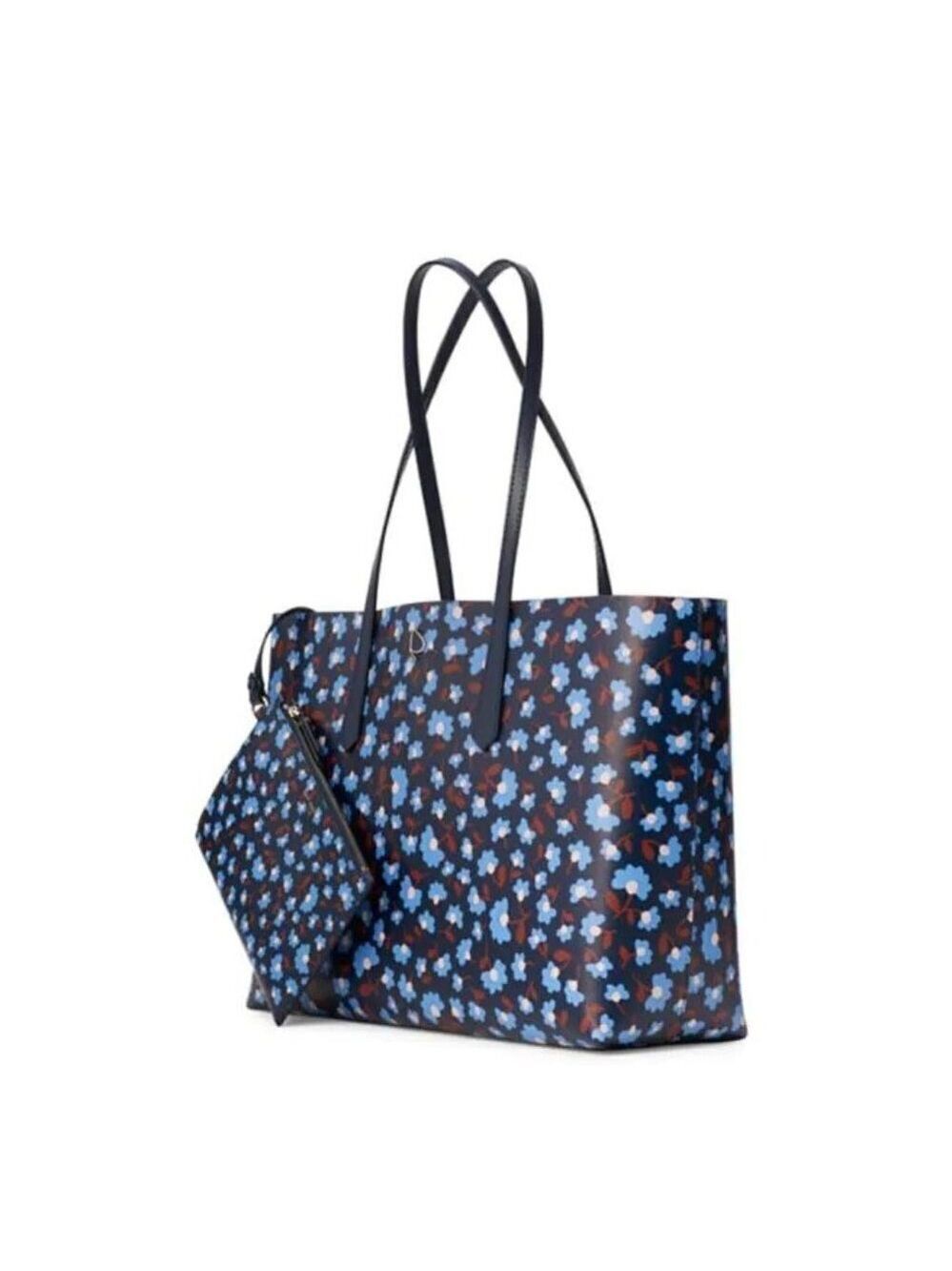 Kate Spade New York Large Molly Party Floral PVC Tote Blazer Blue NWT